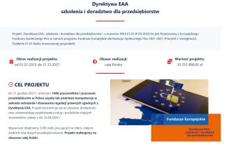 Informacja dla przedsiębiorców – projekt „Dyrektywa EAA – szkolenia i doradztwo dla przedsiębiorstw”