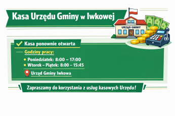 Informacja – kasa Urzędu Gminy w Iwkowej