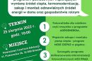 Zaproszenie na szkolenie dotyczące programów pomocowych wspierających wymianę źródeł ciepła, termomodernizację, zakup i montaż oze w domu oraz w gospodarstwie rolnym