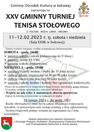 XXV GMINNY TURNIEJ TENISA STOŁOWEGO