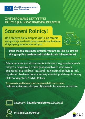 ZINTEGROWANE STATYSTYKI  DOTYCZĄCE GOSPODARSTW ROLNYCH