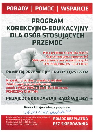 PROGRAM KOREKCYJNO-EDUKACYJNY DLA OSÓB STOSUJĄCYCH PRZEMOC