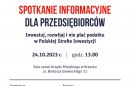 Zaproszenie na spotkanie dla przedsiębiorców - 24 października br., godz. 13.00