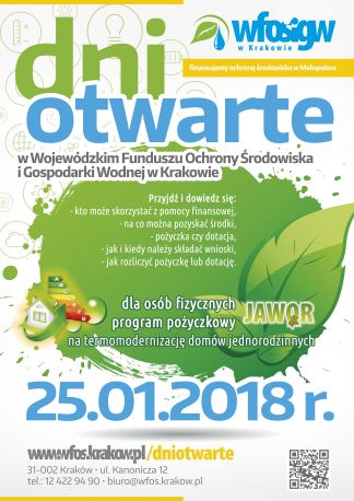 Dzień Otwarty w WFOŚiGW w Krakowie - zapraszamy 25.01.2018