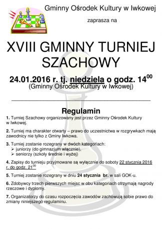 XVIII GMINNY TURNIEJ  SZACHOWY