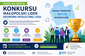 Rusza XVI edycja Konkursu „Małopolski Lider Ekonomii Społecznej” 2026