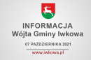 Informacja Wójta Gminy Iwkowa 7 października 2021r.