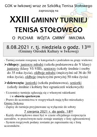 XXIII Gminny Turniej Tenisa Stołowego